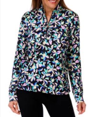 Stella Parker Womens Black Floral Long-Sleeve Pullover Top
